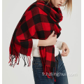 Écharpe tricotée à plaid chaude douce d'hiver avec gland
